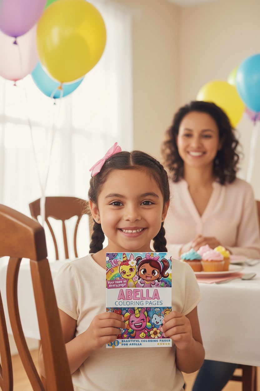 Abella coloring book in use