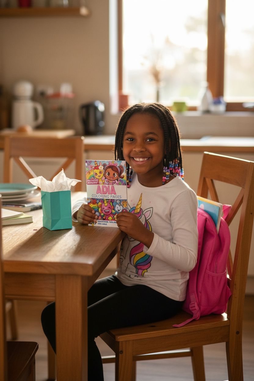 Adia coloring book in use