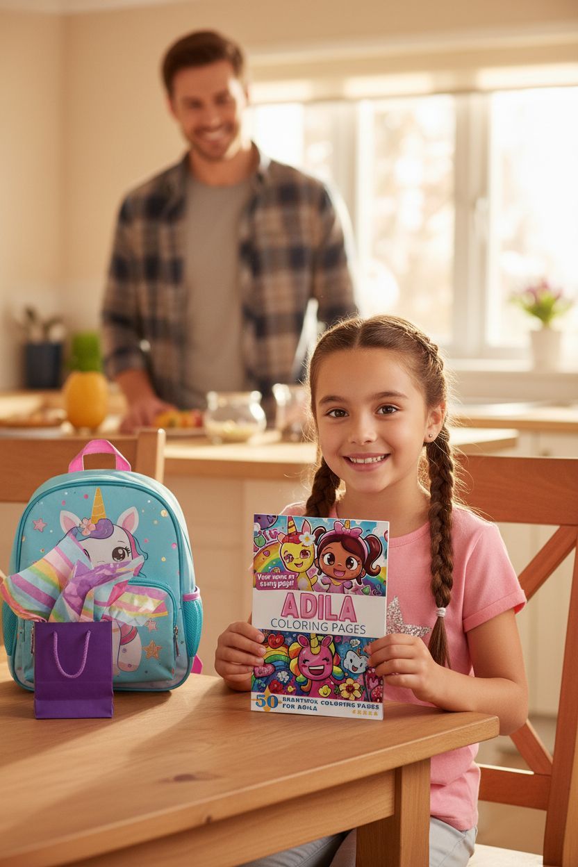 Adila coloring book in use