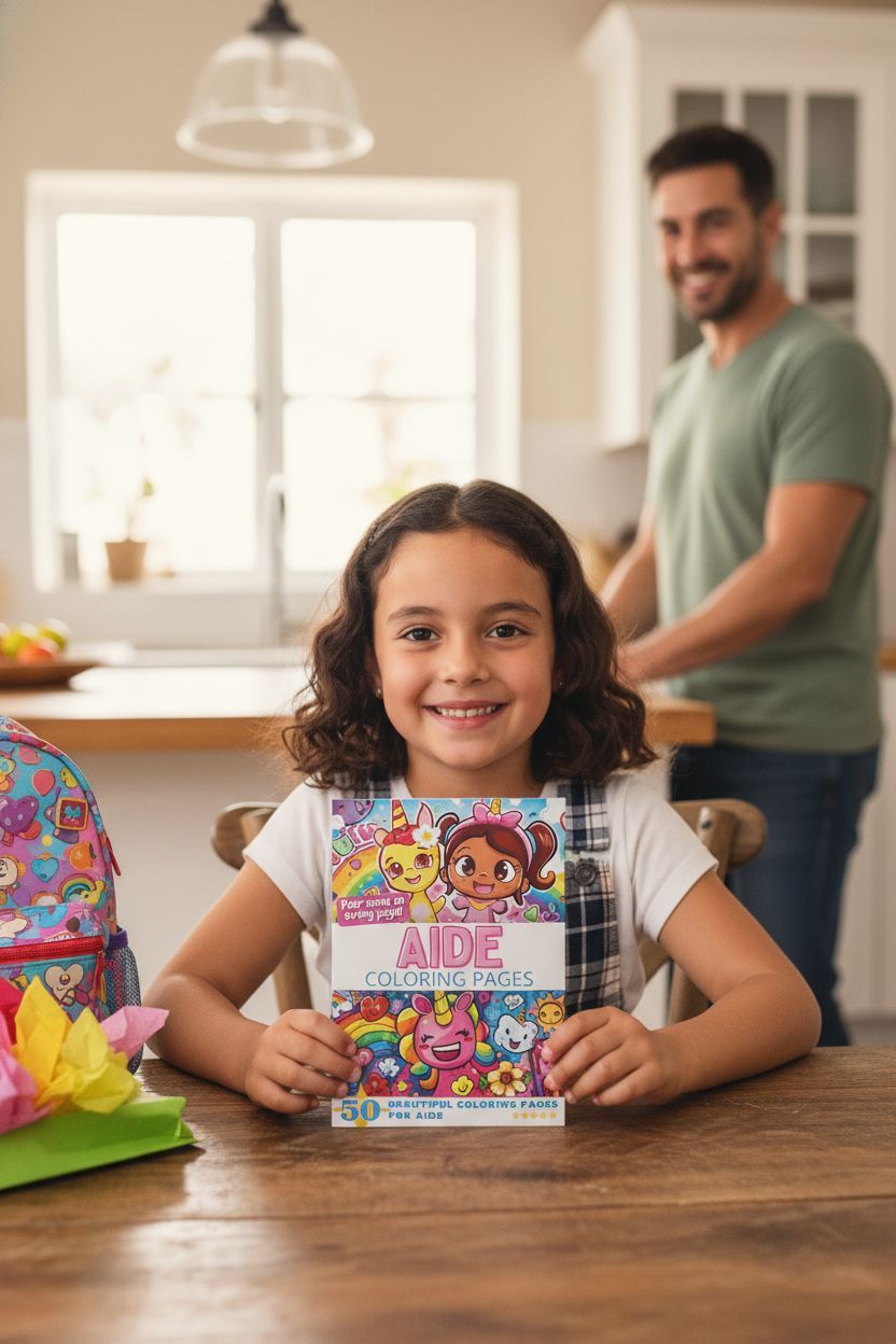 Aide coloring book in use