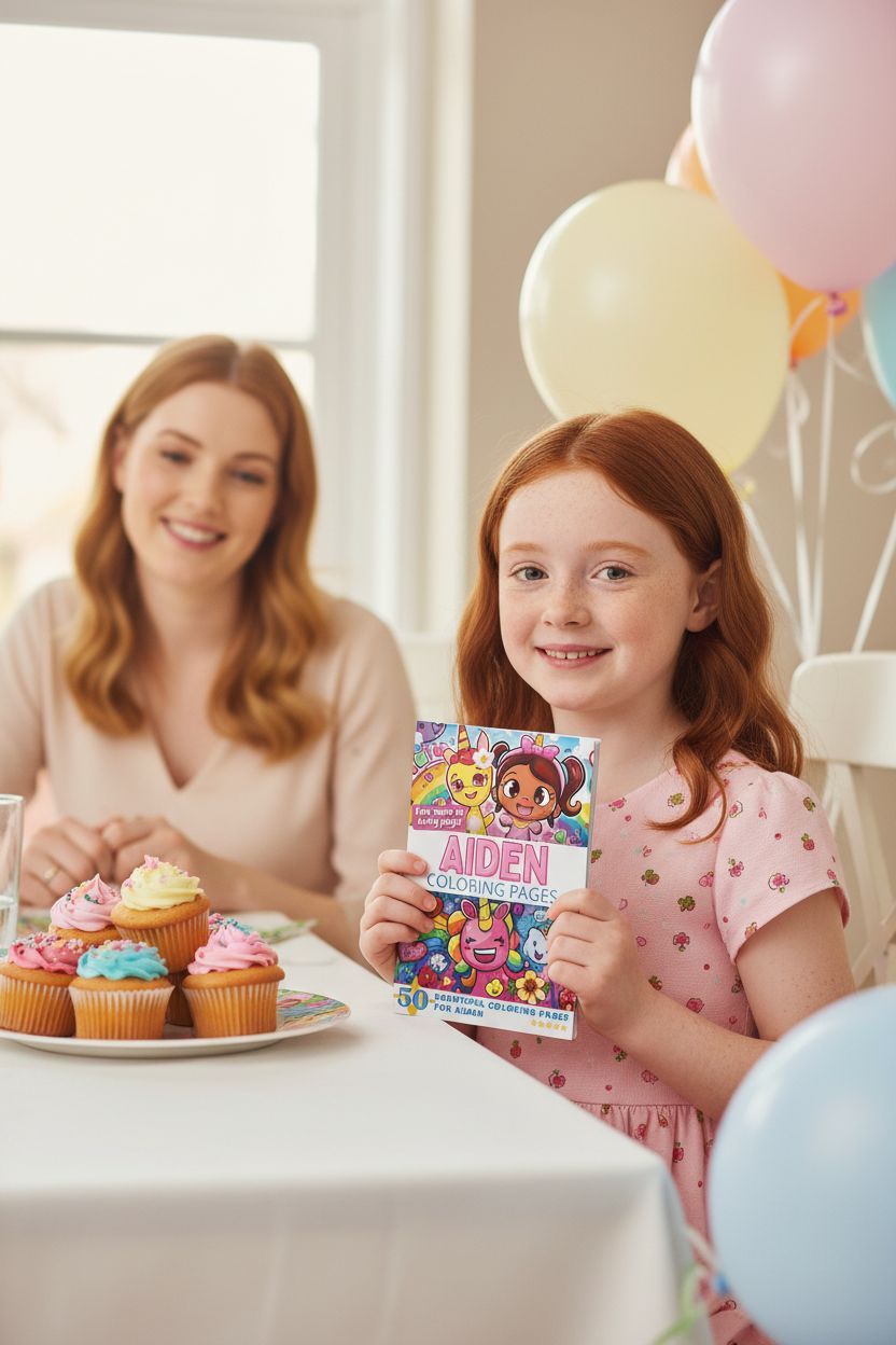 Aiden coloring book in use