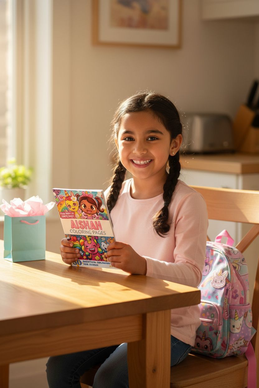 Aishah coloring book in use