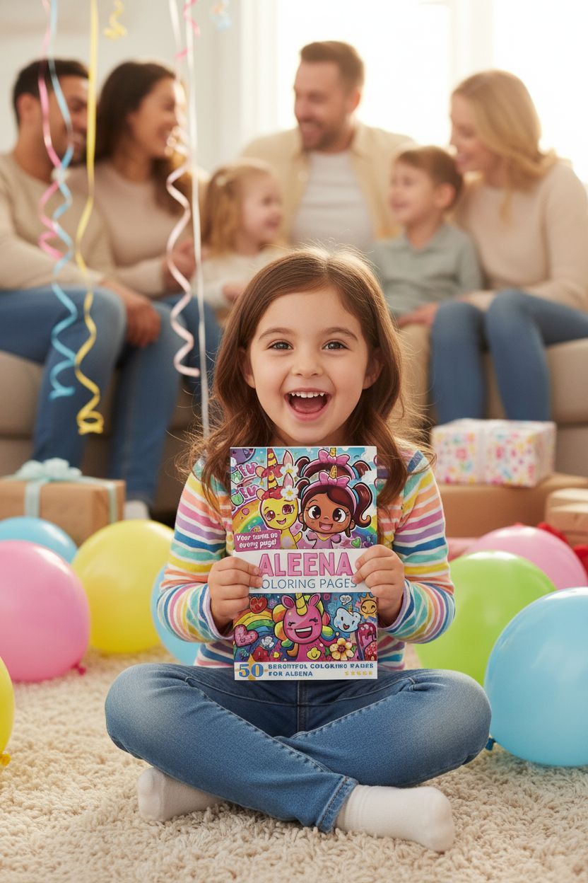Aleena coloring book in use