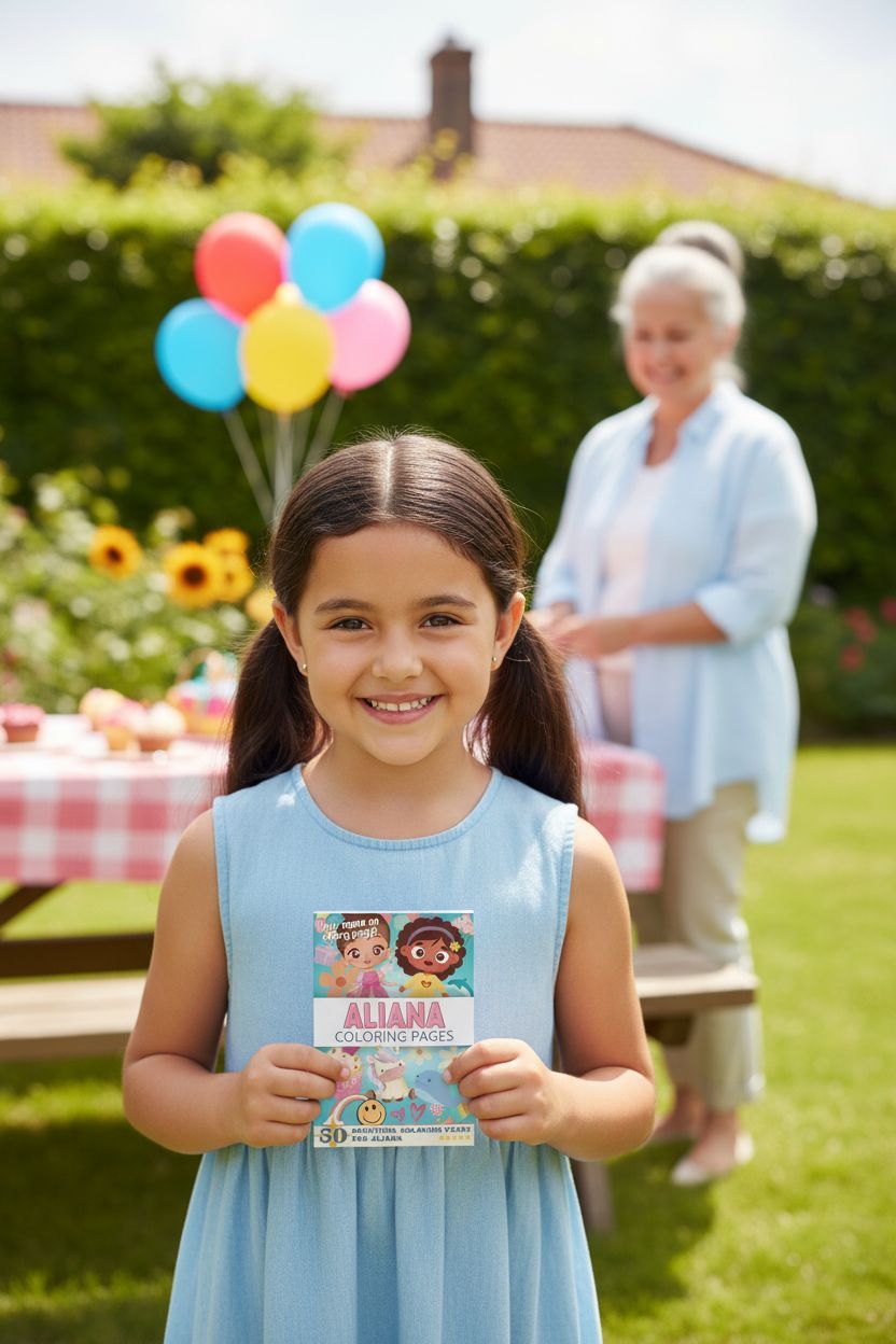 Aliana coloring book in use