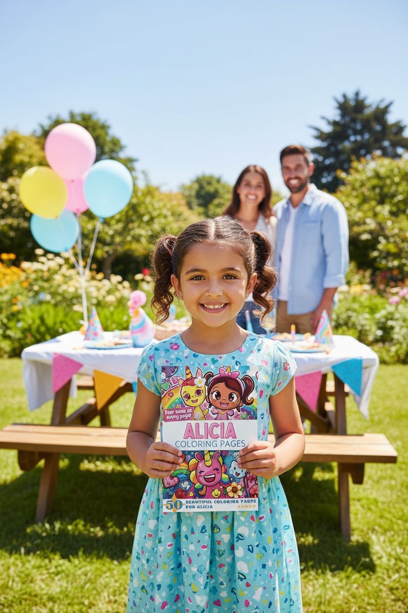 Alicia coloring book in use