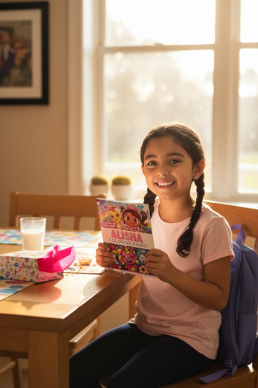 Alisha coloring book in use