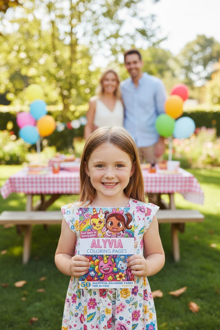 Alyvia coloring book in use