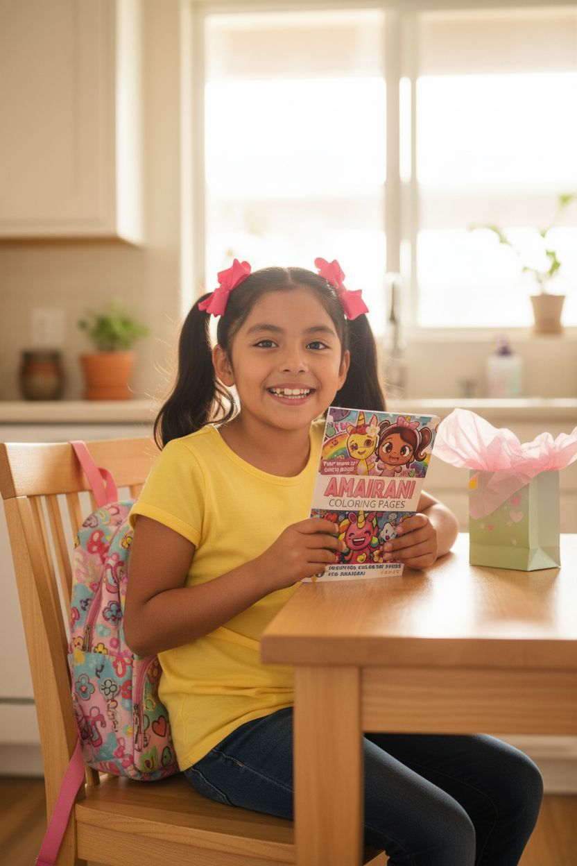 Amairani coloring book in use