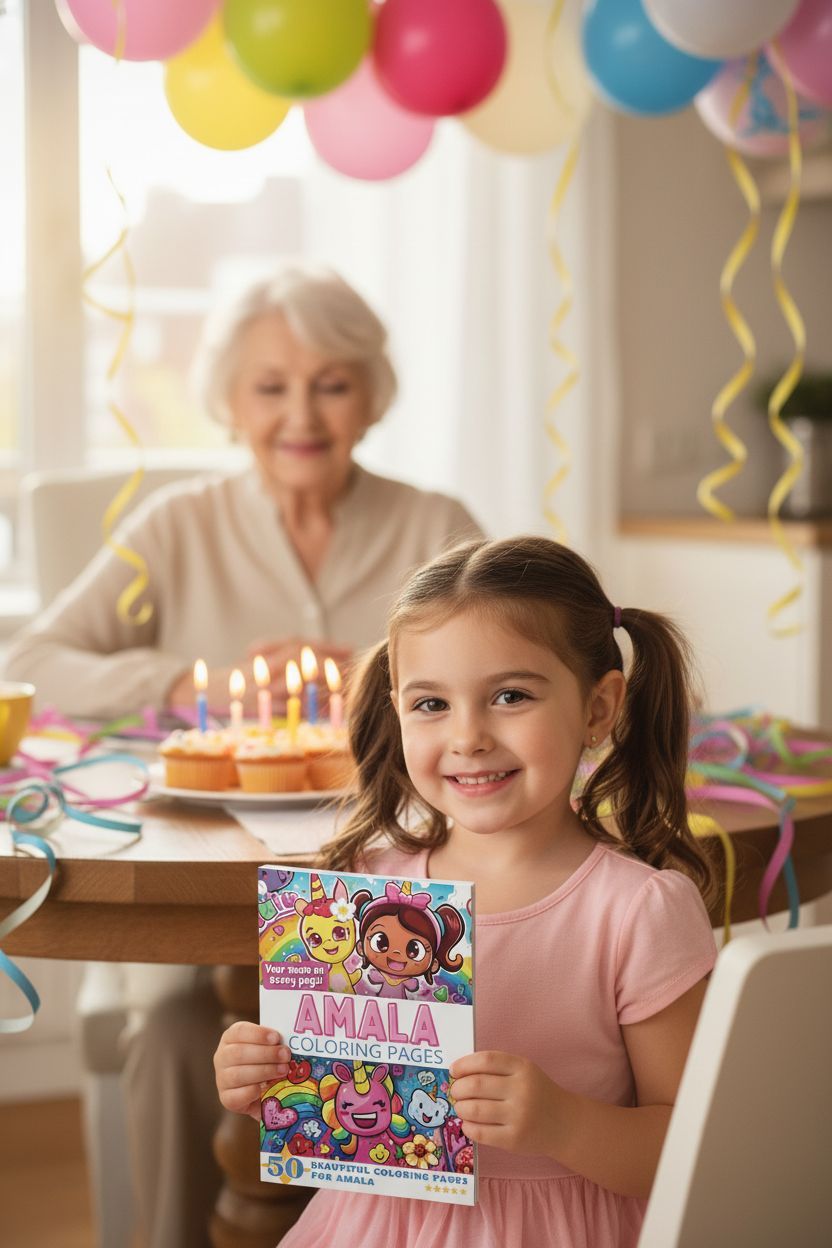 Amala coloring book in use