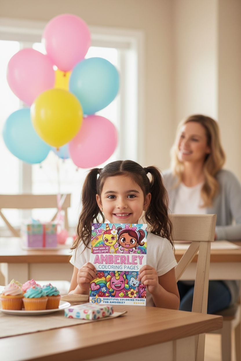 Amberley coloring book in use