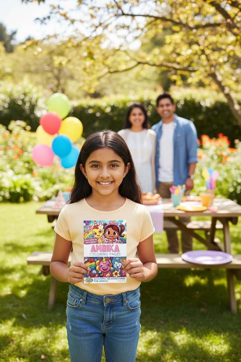 Ambika coloring book in use