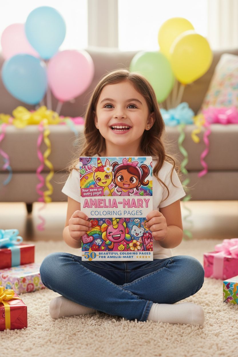 Amelia-Mary coloring book in use