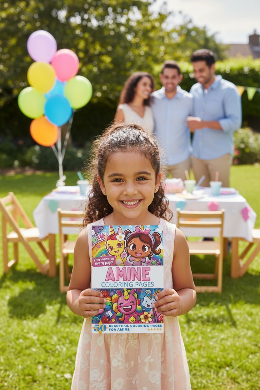 Amine coloring book in use