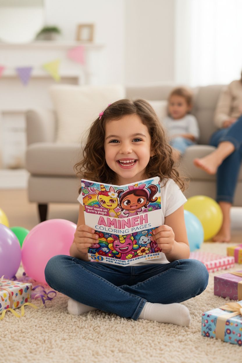 Amineh coloring book in use