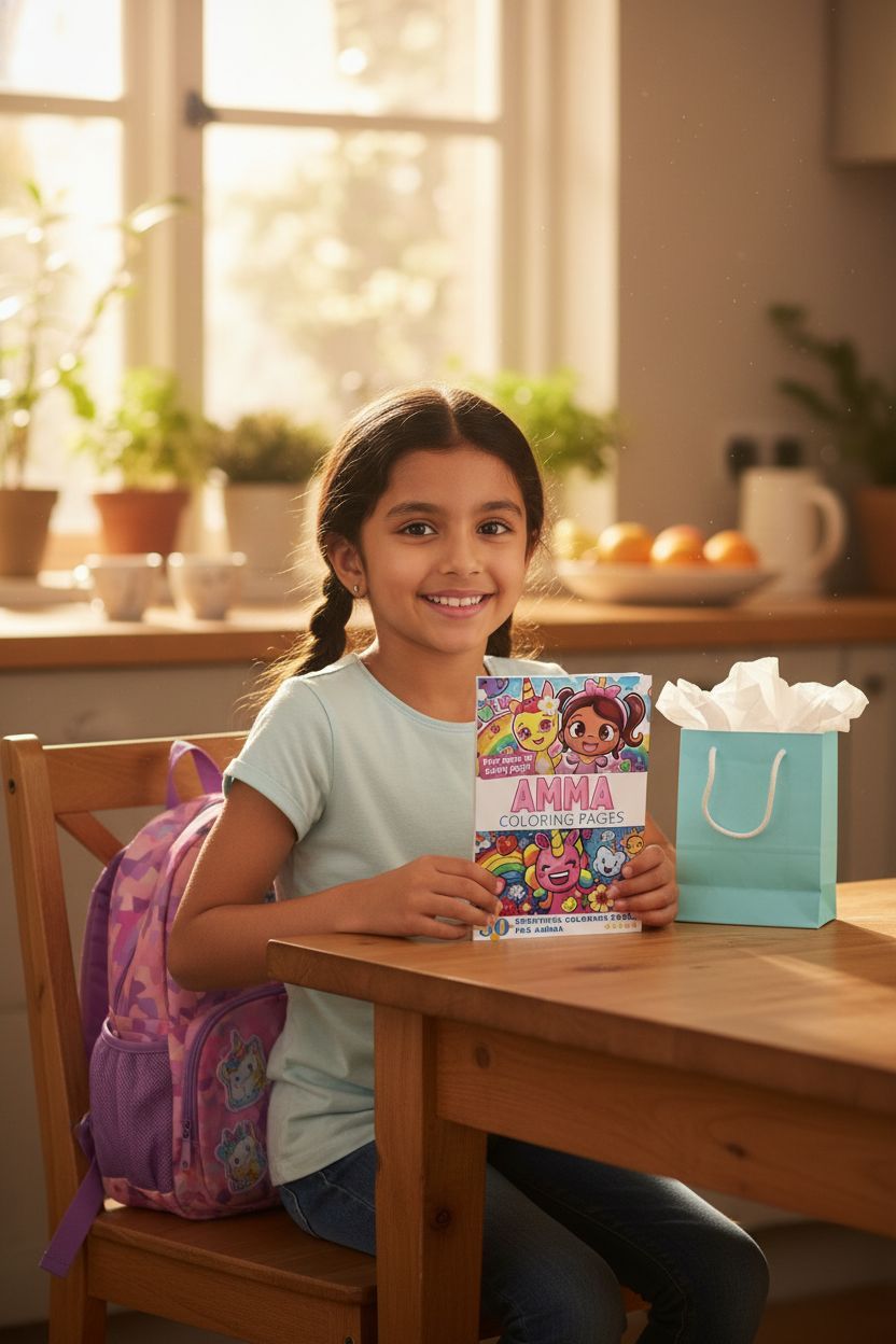 Amma coloring book in use