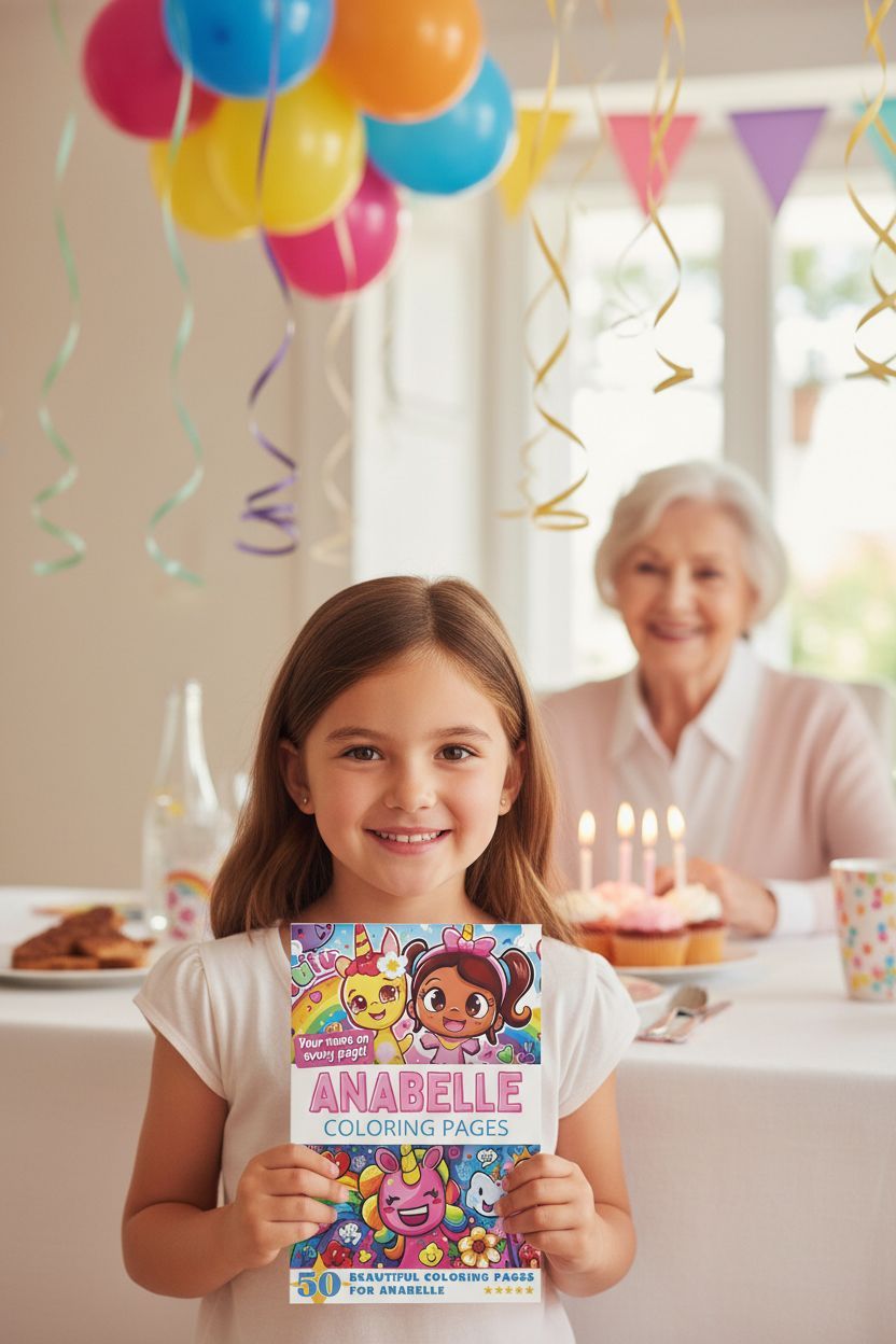 Anabelle coloring book in use