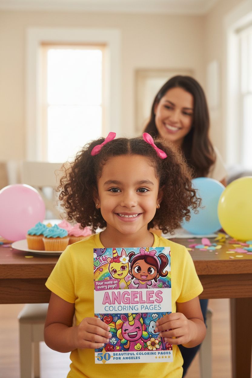 Angeles coloring book in use