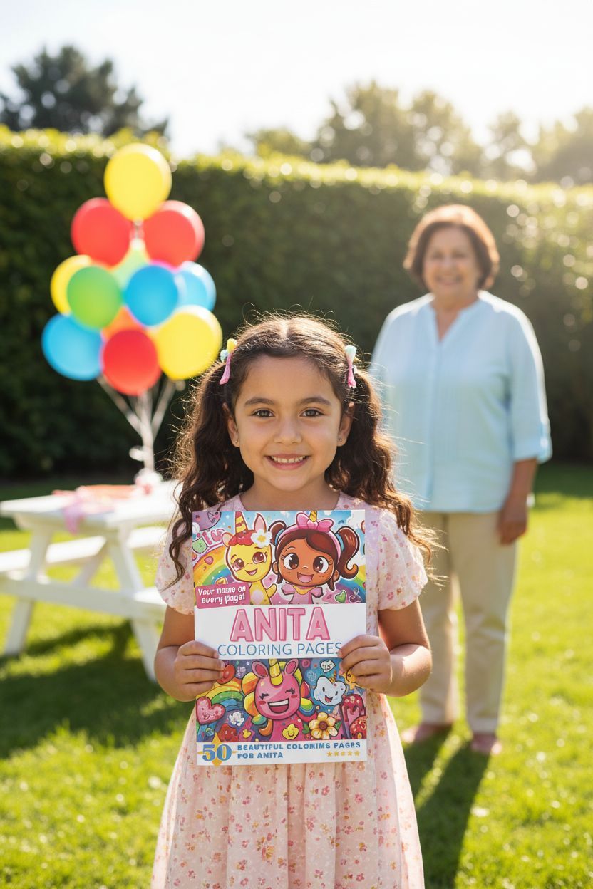 Anita coloring book in use