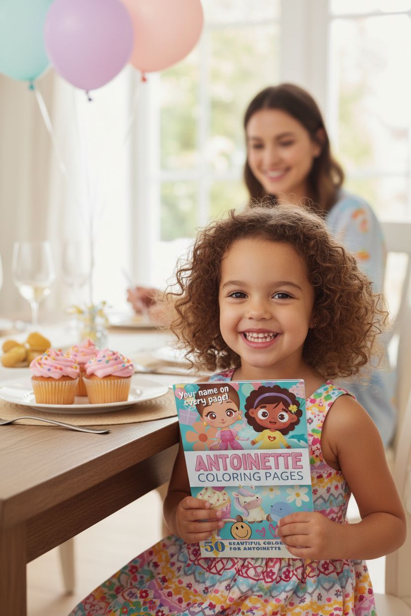 Antoinette coloring book in use