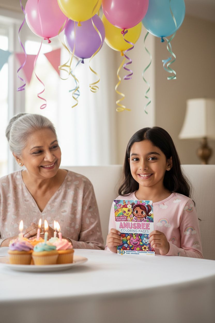 Anusree coloring book in use