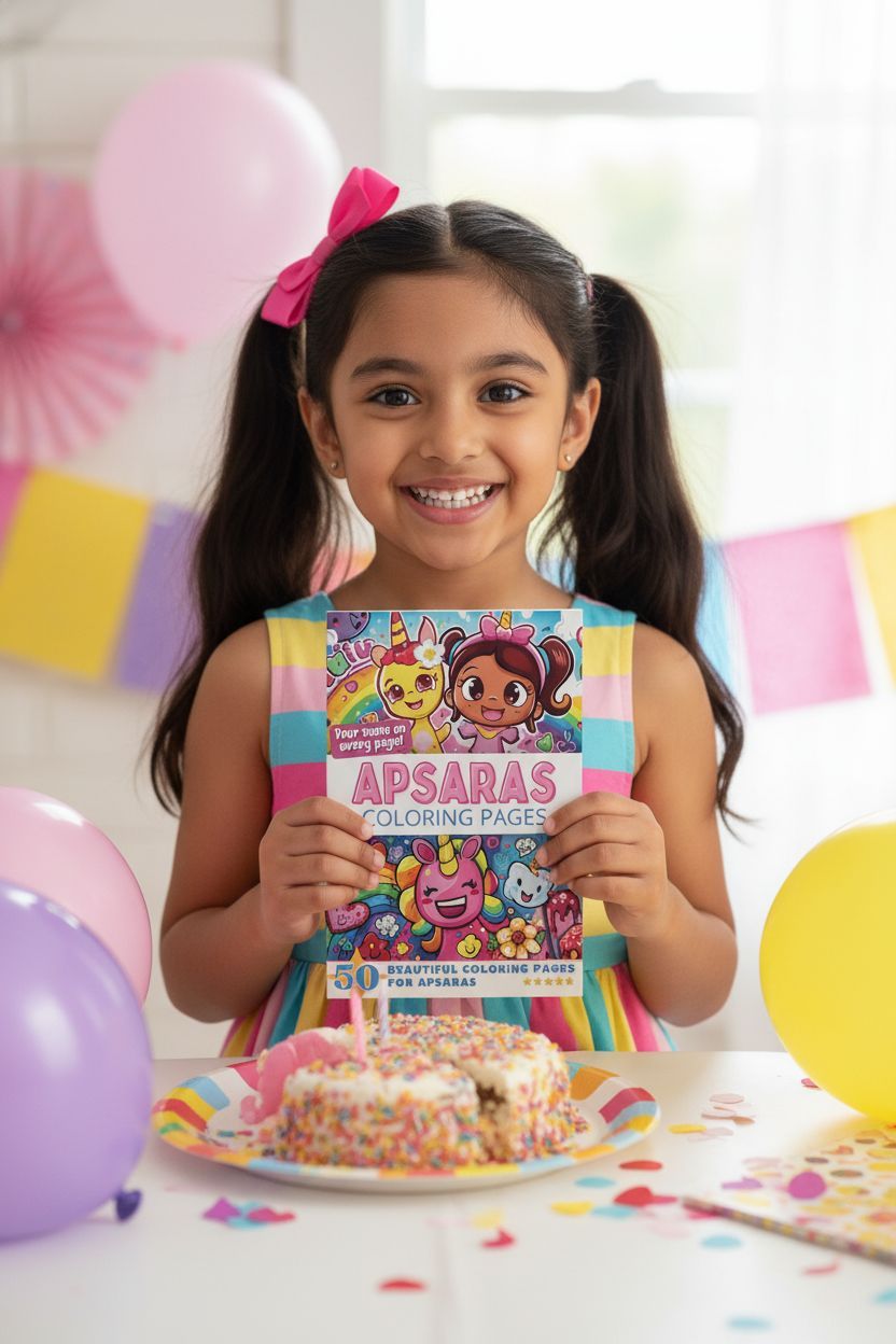 Apsaras coloring book in use