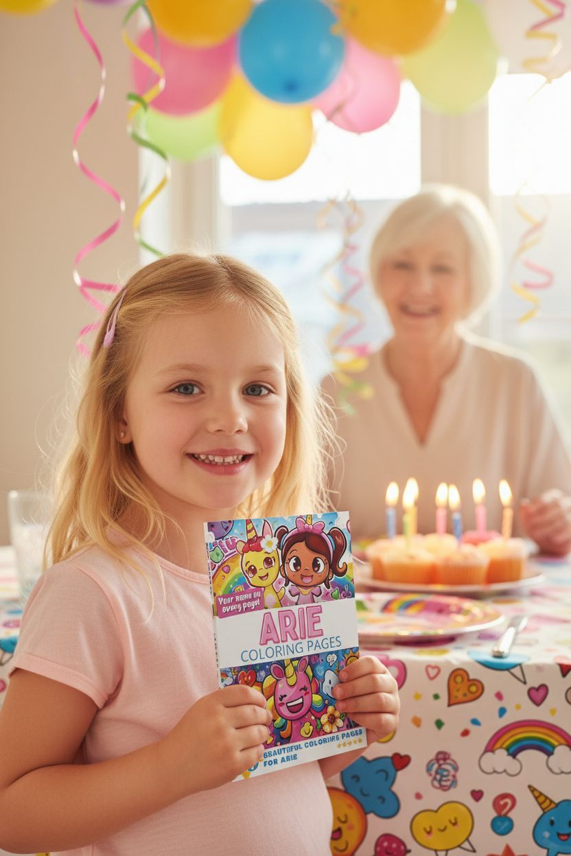 Arie coloring book in use