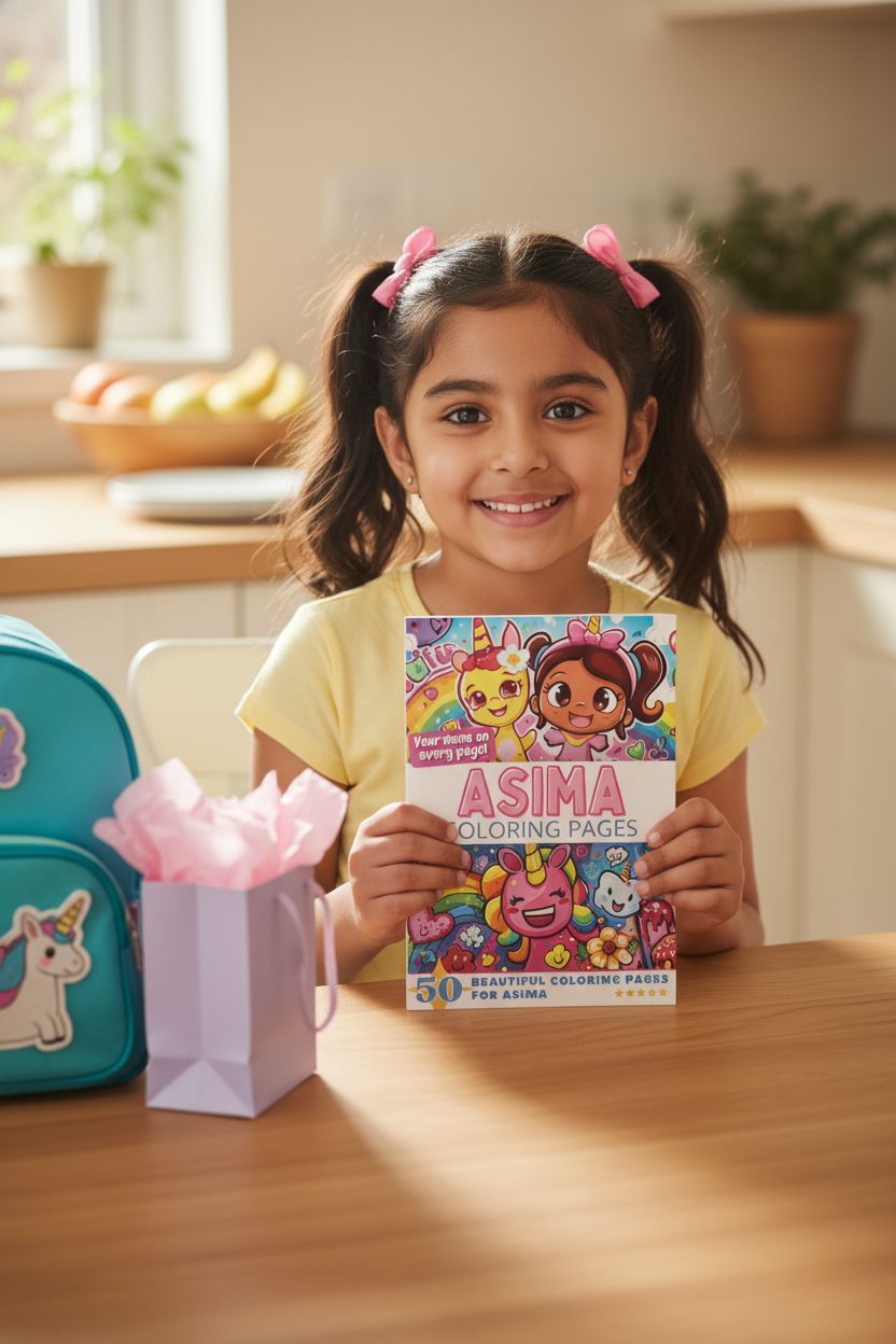 Asima coloring book in use