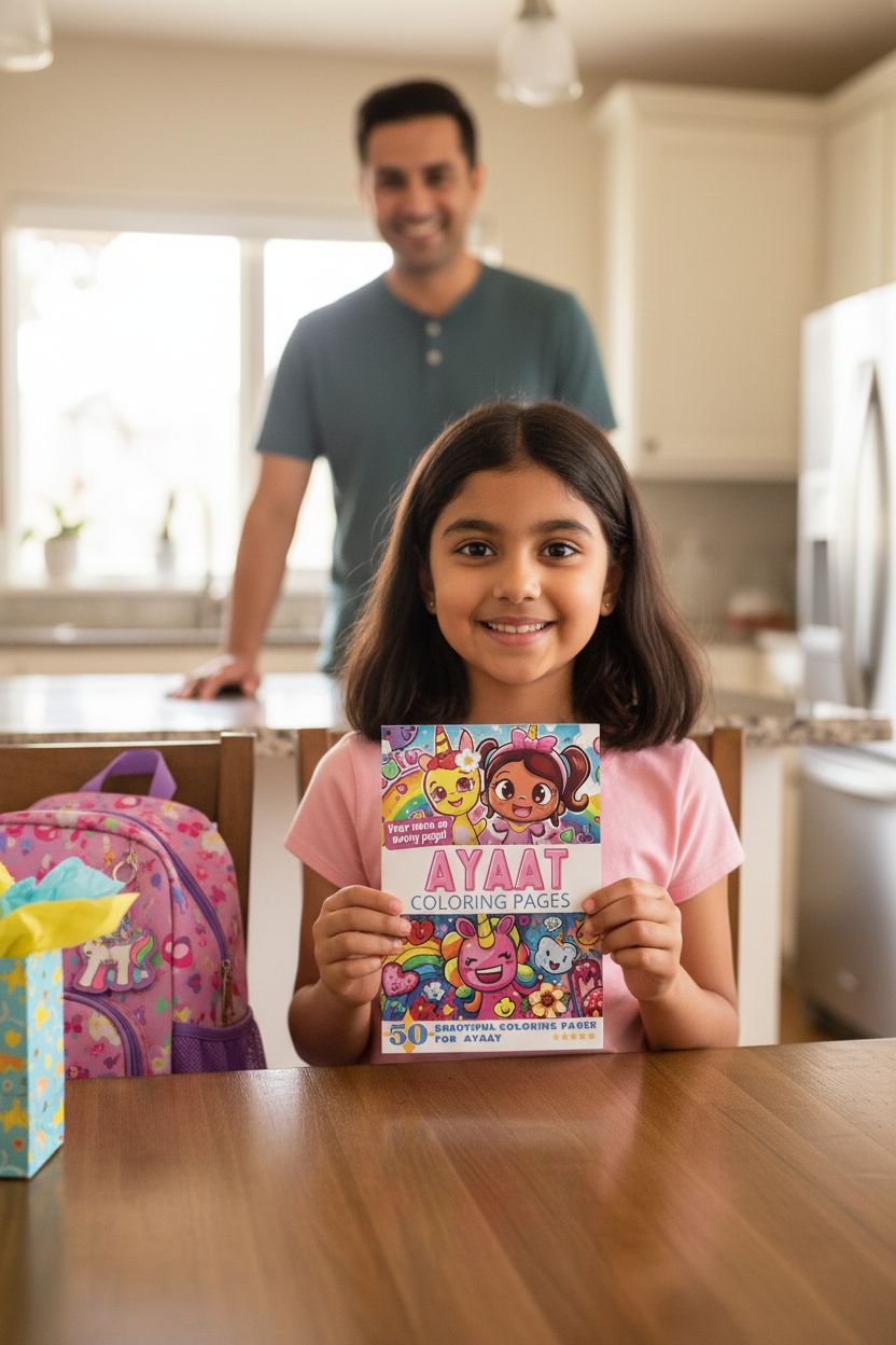 Ayaat coloring book in use