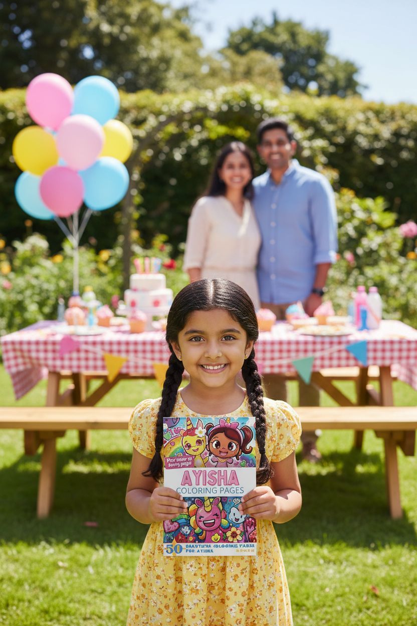 Ayisha coloring book in use