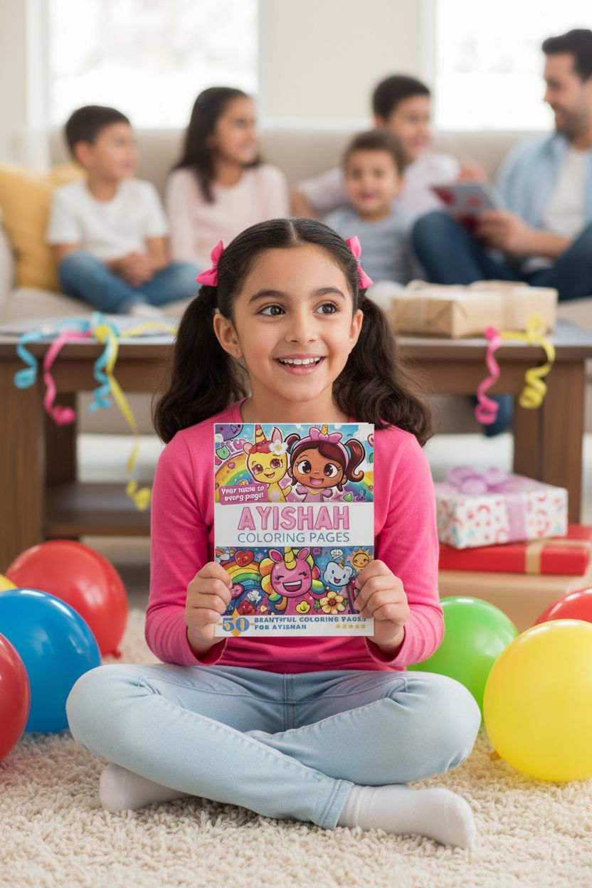 Ayishah coloring book in use
