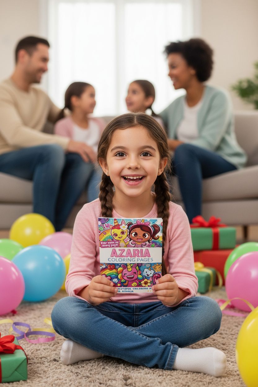 Azaria coloring book in use