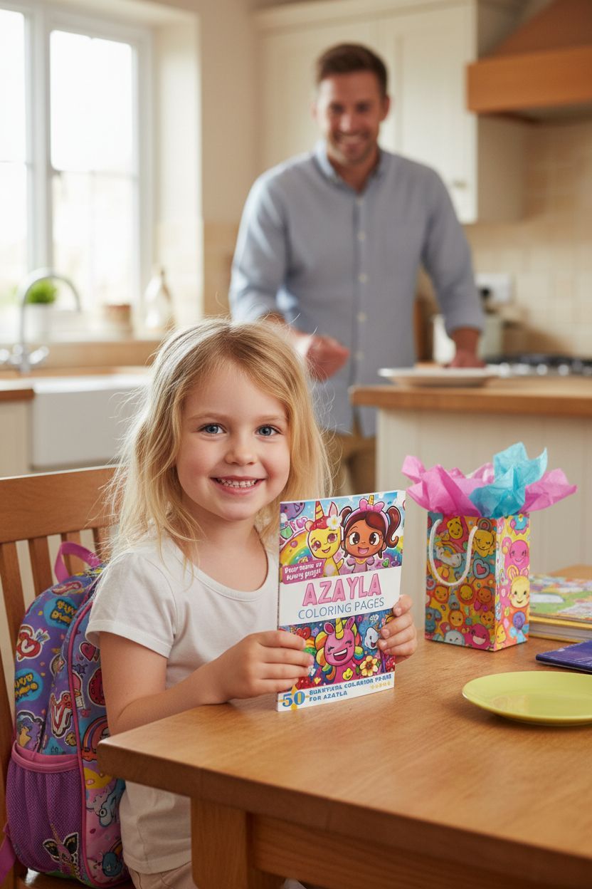 Azayla coloring book in use