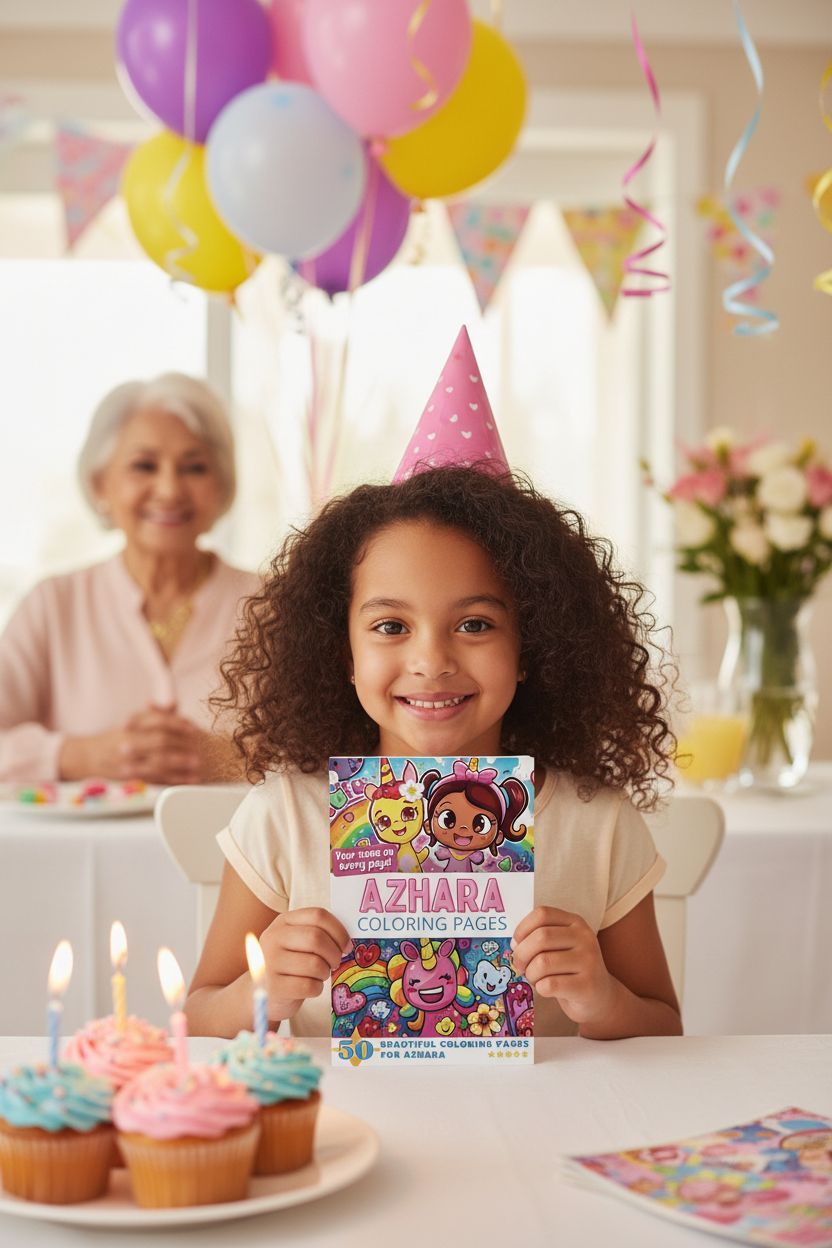 Azhara coloring book in use