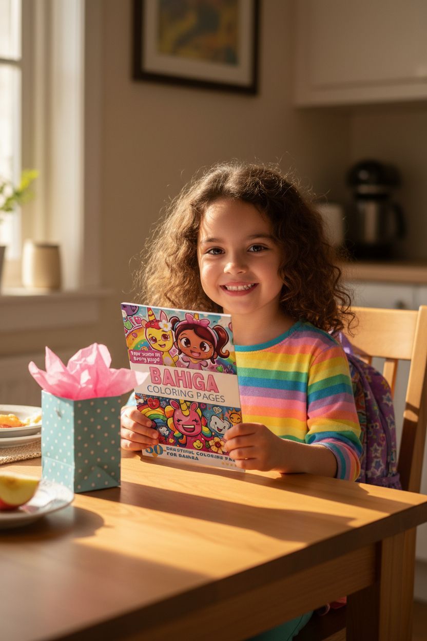 Bahiga coloring book in use