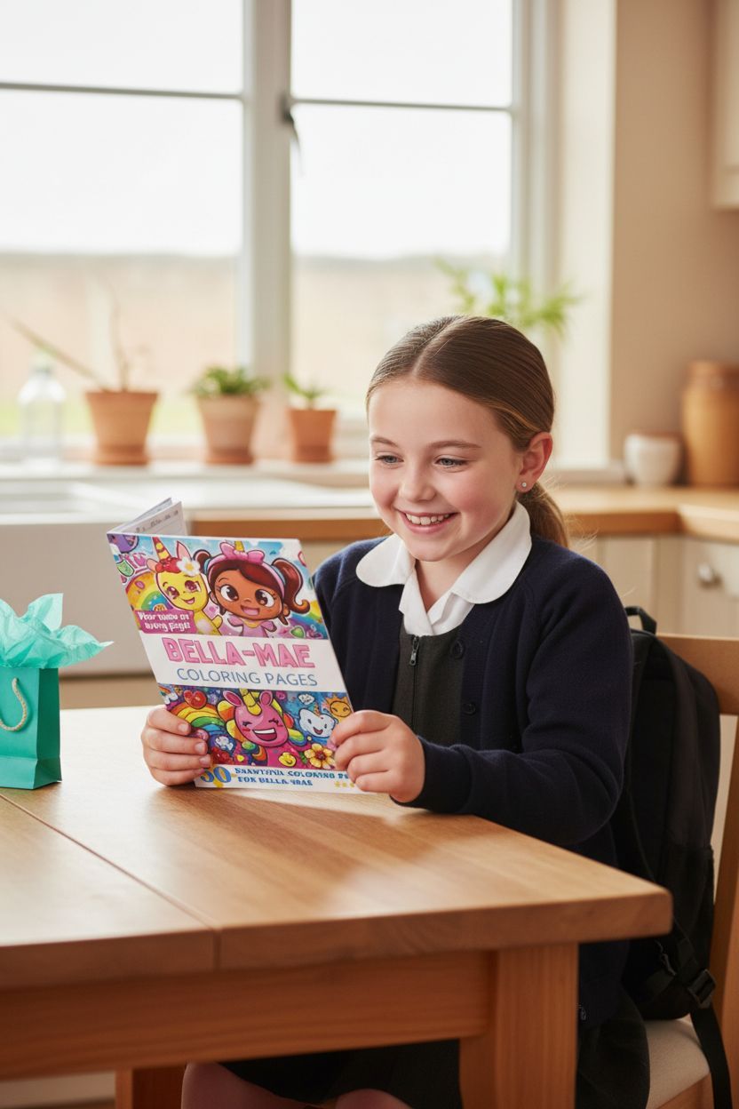 Bella-Mae coloring book in use