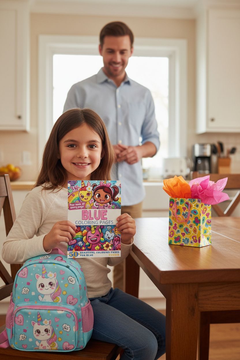 Blue coloring book in use