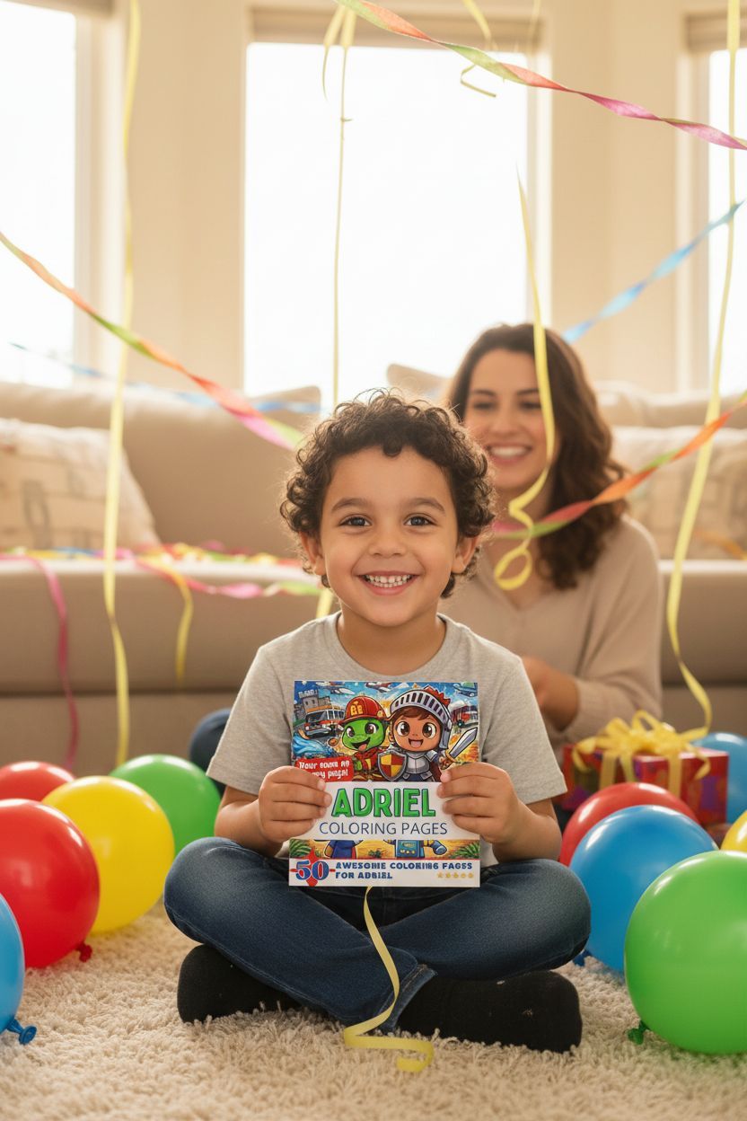 Adriel coloring book in use