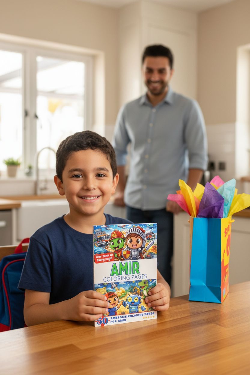 Amir coloring book in use