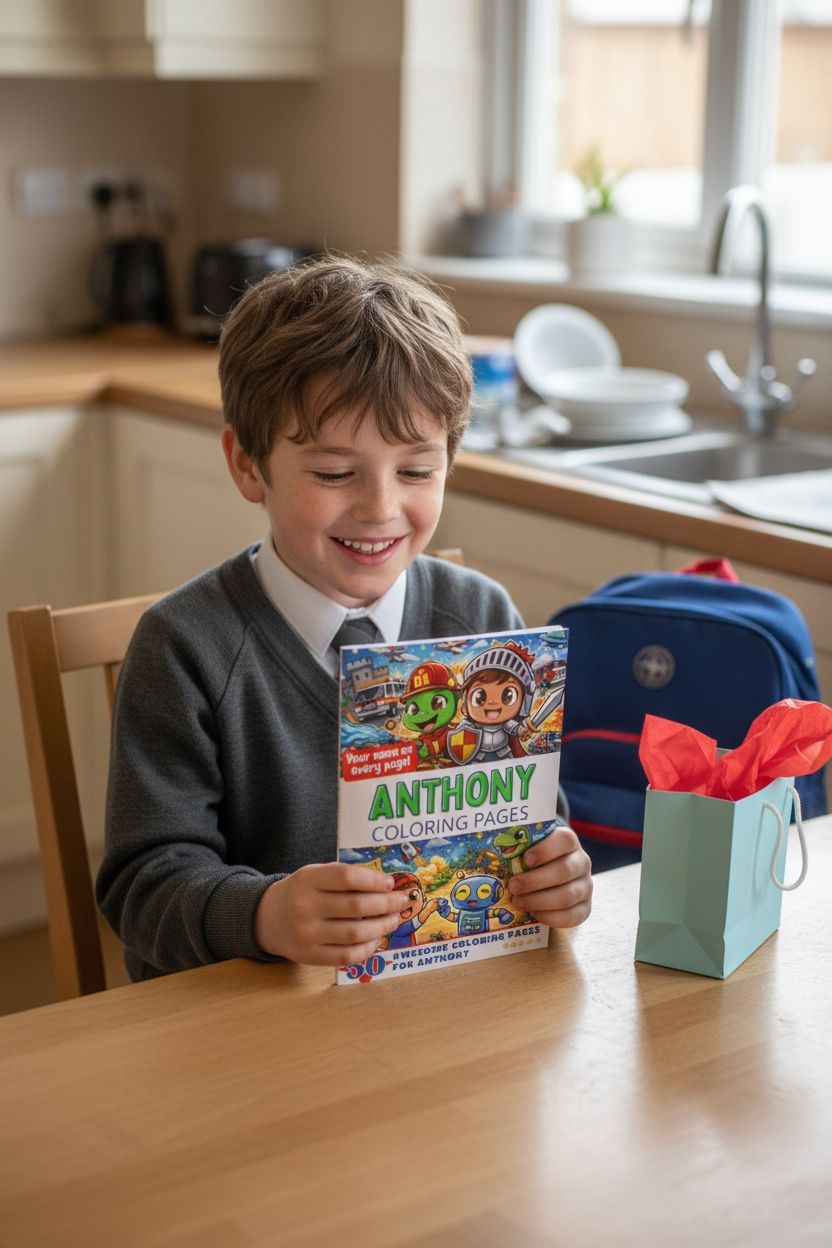 Anthony coloring book in use