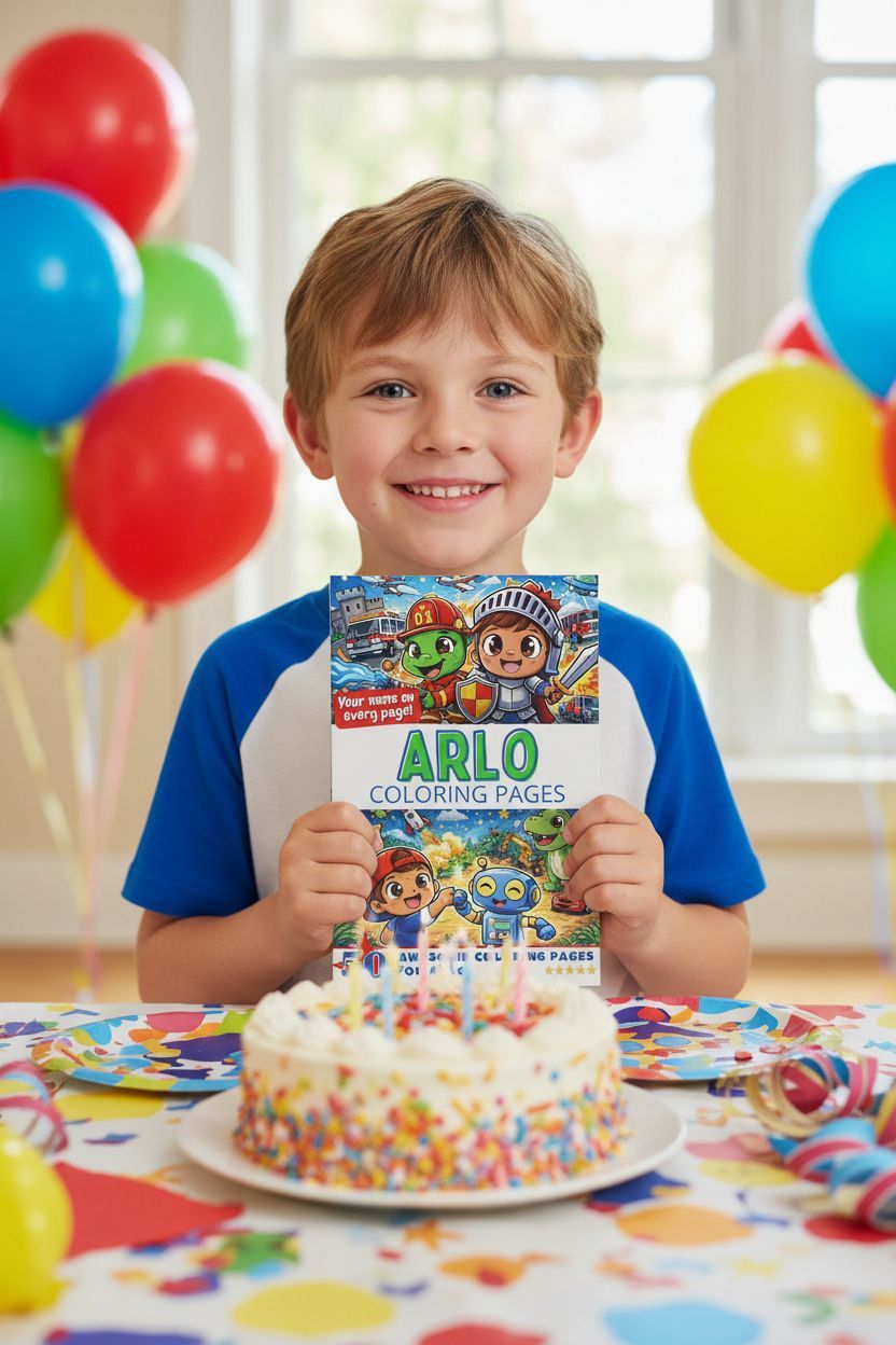 Arlo coloring book in use