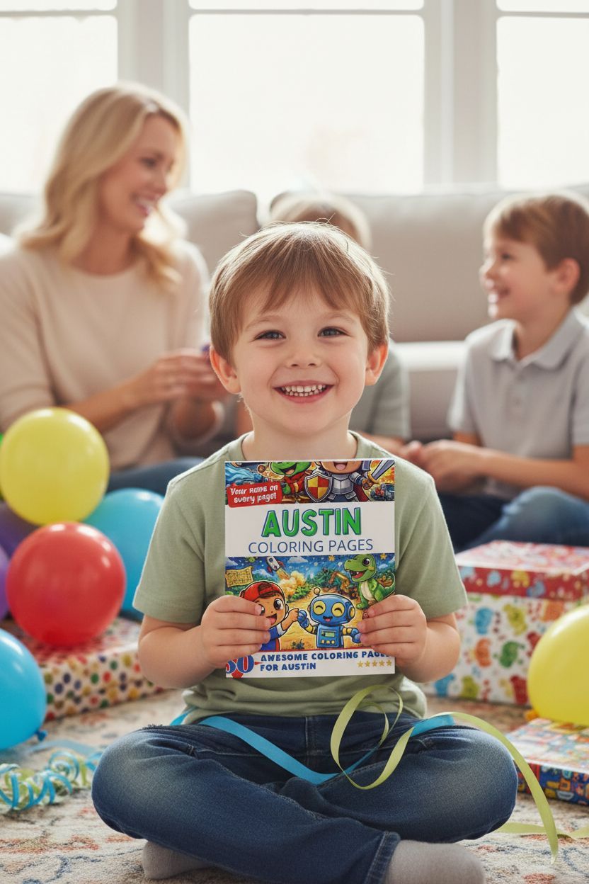 Austin coloring book in use