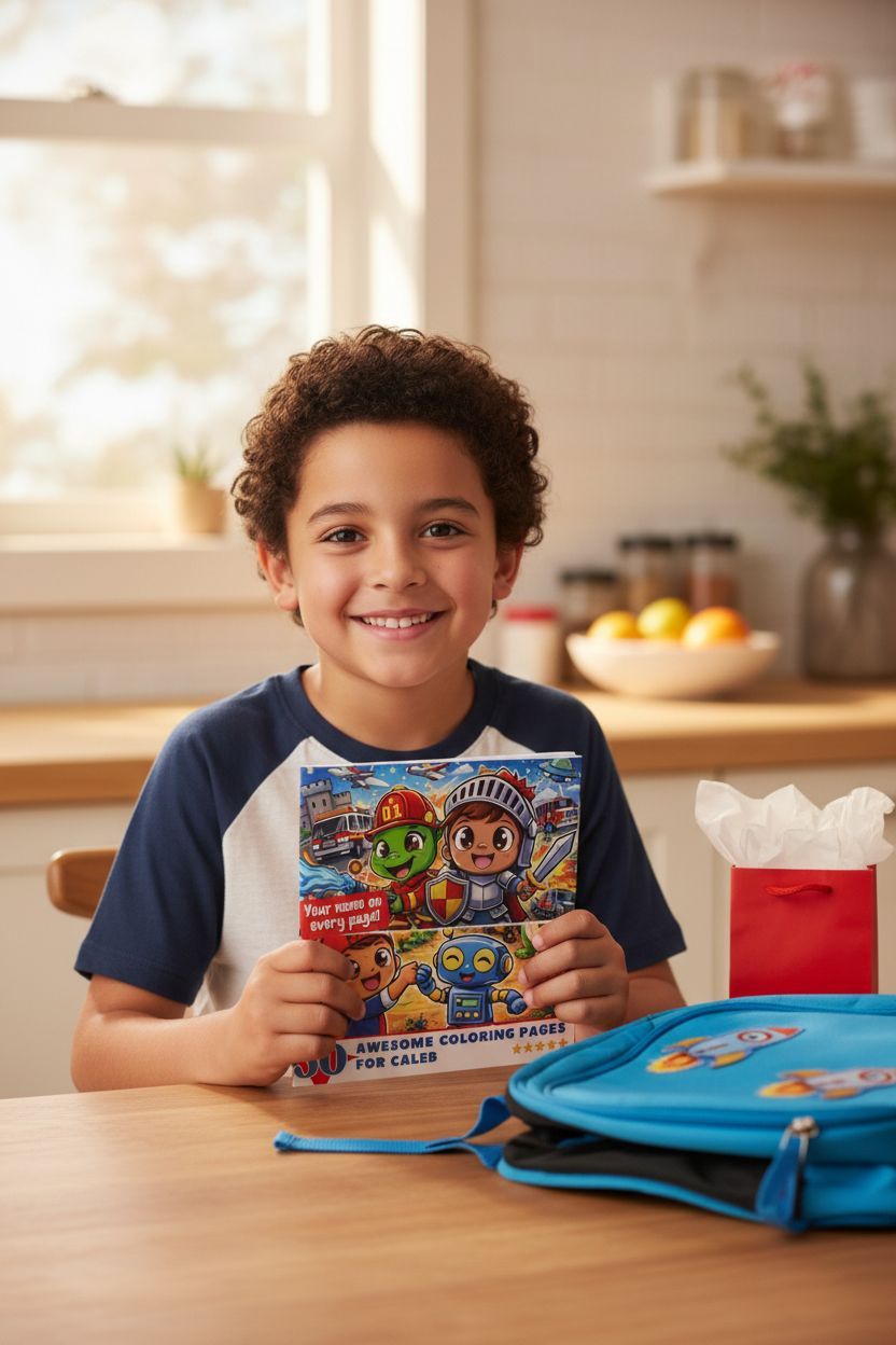 Caleb coloring book in use