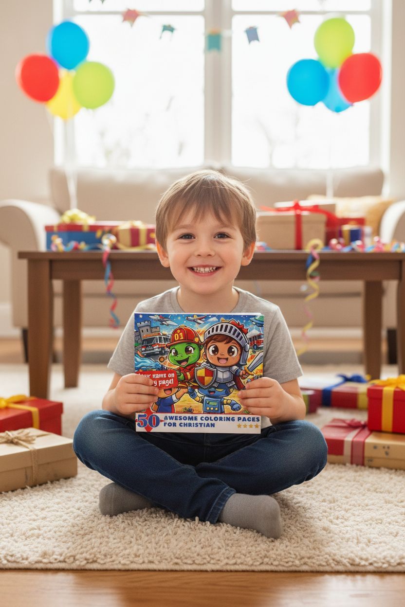 Christian coloring book in use