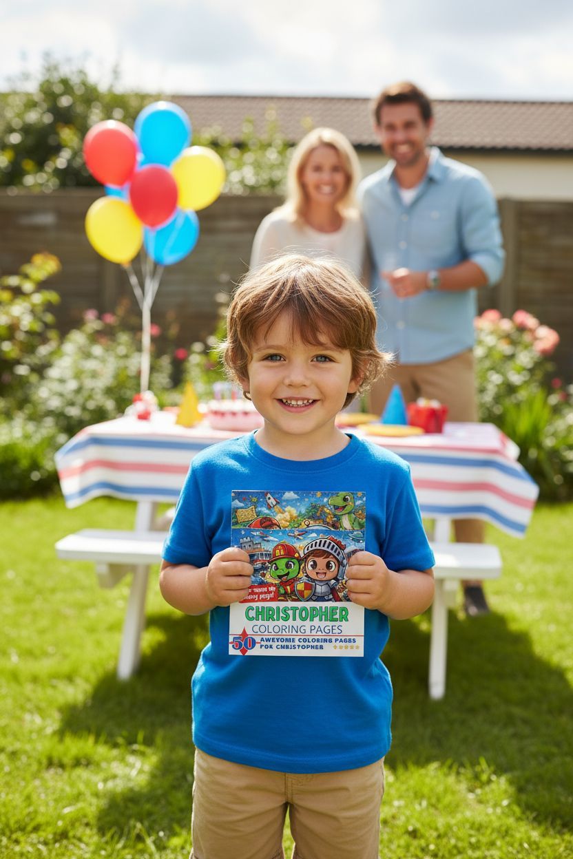 Christopher coloring book in use