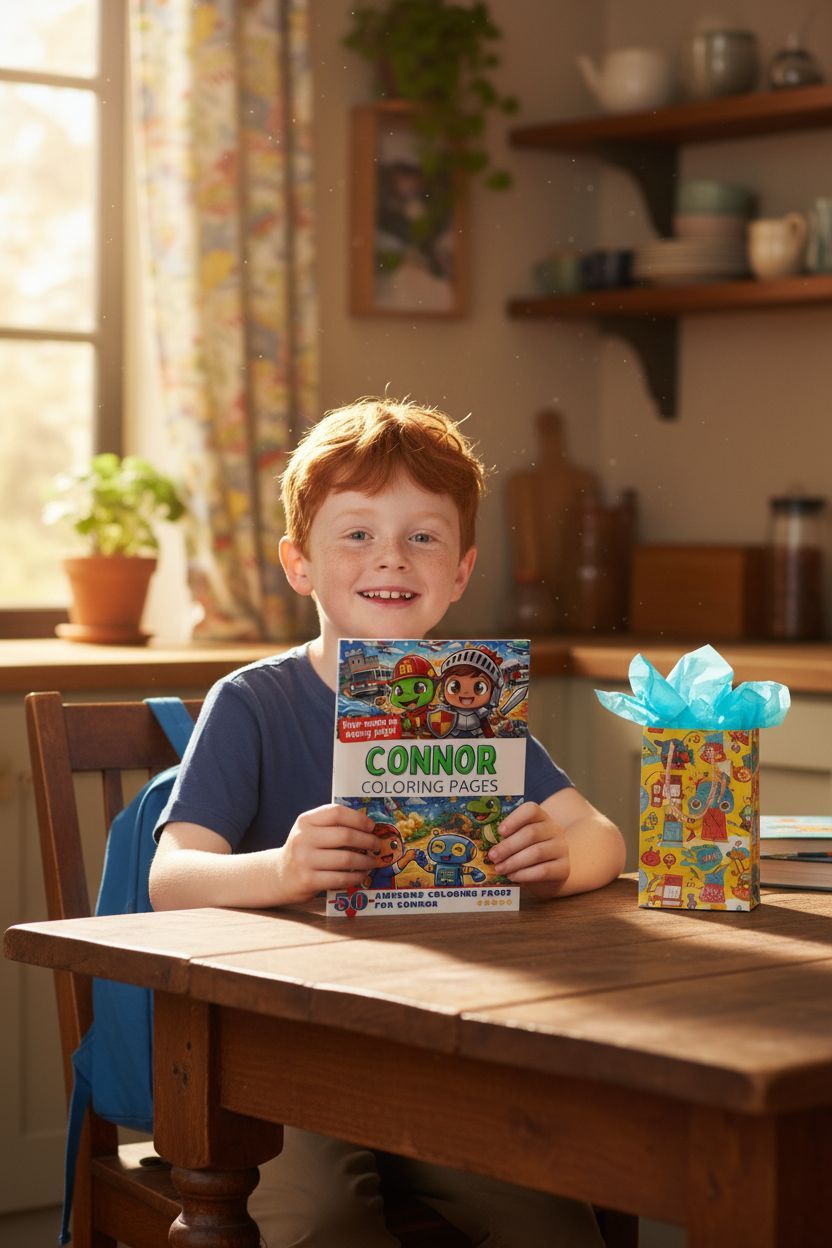Connor coloring book in use