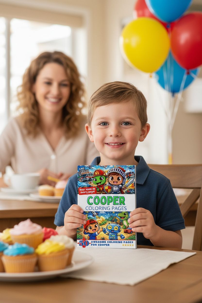 Cooper coloring book in use