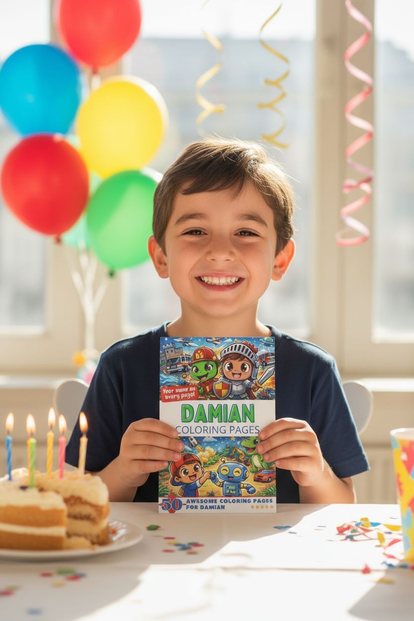 Damian coloring book in use