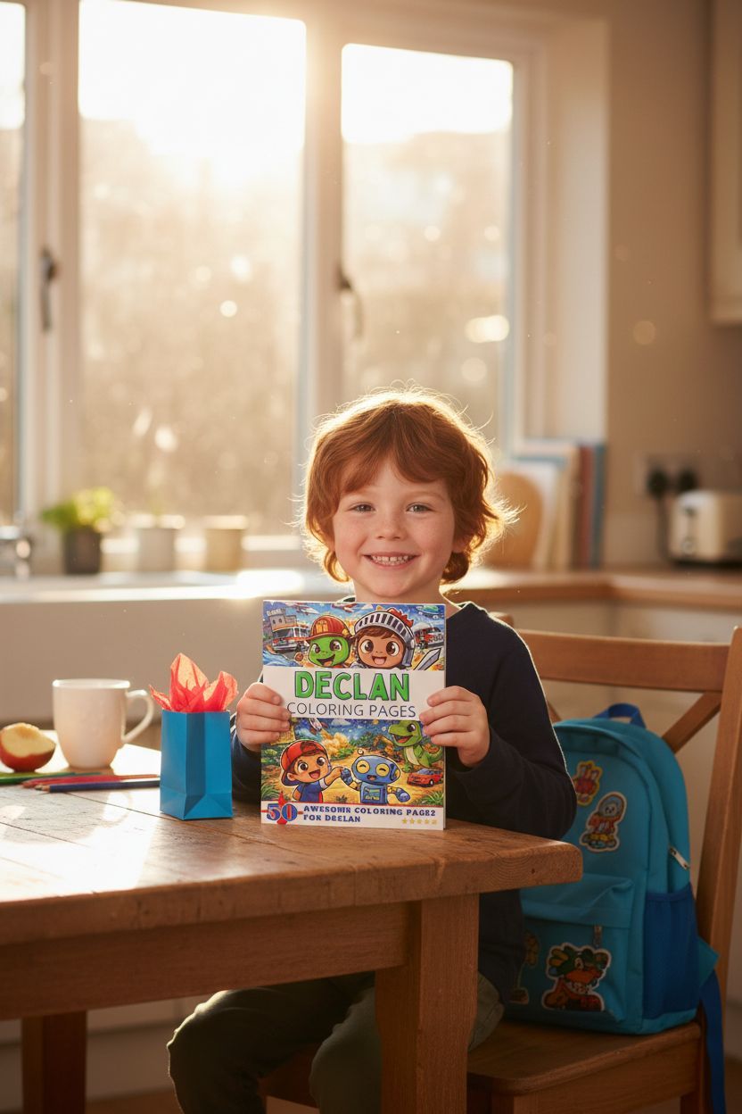 Declan coloring book in use