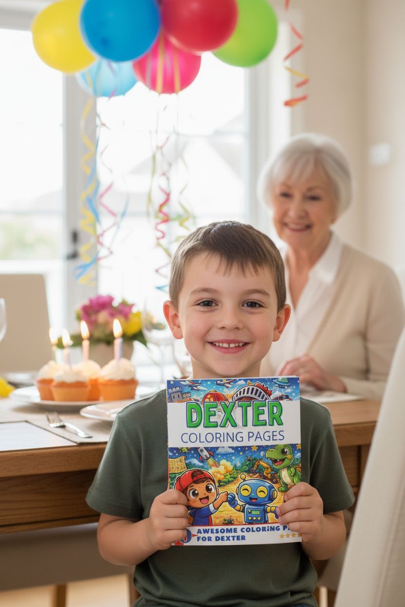 Dexter coloring book in use