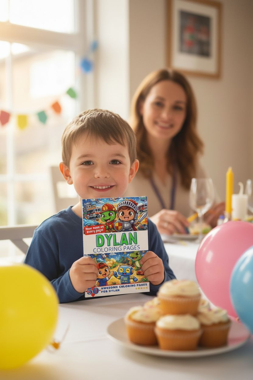 Dylan coloring book in use